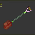 Rusted Shovel With Metal Blade And Handle On Dark Background With Reflection