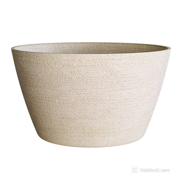 Light Beige Textured Garden Planter With Woven Design For Plant 3d model 
