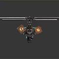 Detailed Helicopter Model With Multiple Rotors Flame Effects And Green Lights 3d model