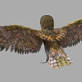 Owl With Spread Wings And White Brown Feathers Standing In Flight Posture 3d model