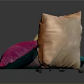 Colorful Decorative Pillows Stacked With Blue Pink Orange Gold Patterns And Solid Designs