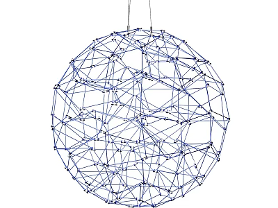 Modern Geometric Decorative Ornament Combination With Wireframe Sphere And Blue Lines 3d model