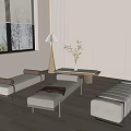 Flannel Bed End Stool Sofa Stool Pedal Shoe Changing Stool 3d model