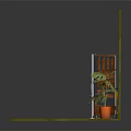 Yellow Single Sofa In Interior Scene With Brown Vending Machine Green Plant And Green Wall