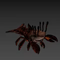 Fantasy 3D Game Movie Character With Crab Like Claws Spiked Back And Orange Black Patterns