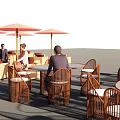 Outdoor Sofa Rattan Furniture In Patio Relaxing Area With Table And Umbrella
