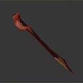 Ornate Decorative Sword With Golden Hilt Red Accents And Metallic Sharp Blade