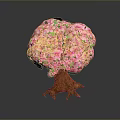 Artistic Decorative Tree With Vibrant Pink Flowers And Lush Green Leaves