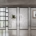 Modern Interior Room Dividers With Glass Panels Metal Frames And Geometric Patterns 3d model