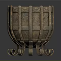 Antique Bronze Household Item Featuring Intricate Butterfly Motifs Circular Patterns And Curved Feet