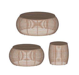 Modern Stool Outdoor Stool Coffee Table Rattan Stool 3d model