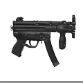 Modern Black Tactical Submachine Gun With Metal Finish Grip And Magazine