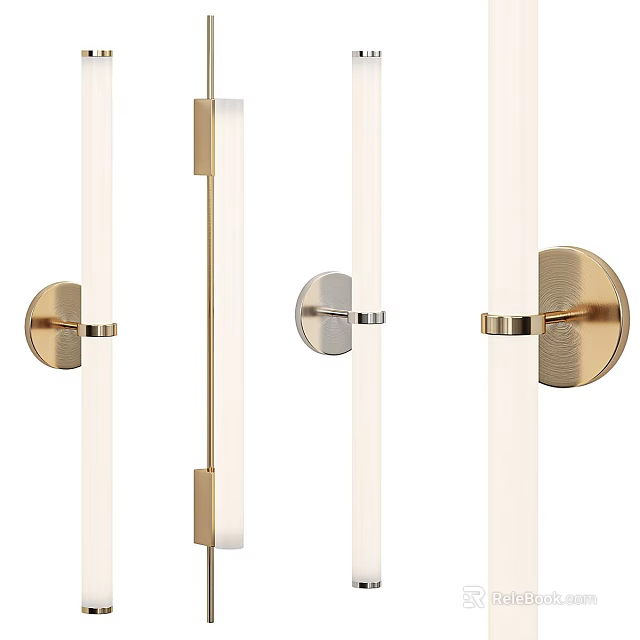 Modern Metal Wall Lamps with Long Strip Design in Gold and Silver Finish 3d model 