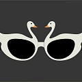 Elegant Swan Design Jewelry Sunglasses With White Frame Black Lenses And Orange Beaks
