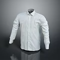 Classic White Long Sleeve Formal Shirt With Collar And Button Front Design 3d model