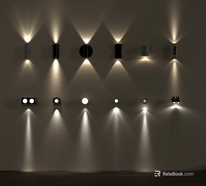 Modern Wall Mounted Downlights And Spotlights With Various Lighting Designs For Home Interior 3d model 