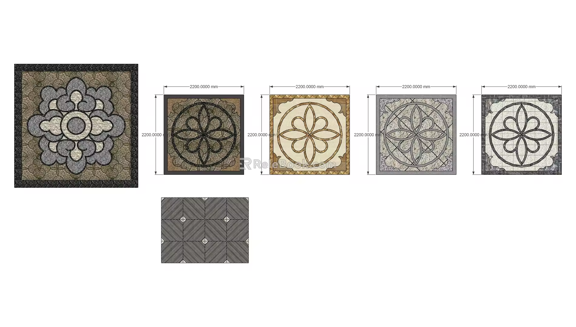 Modern floor tile paving mosaic 3d model