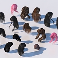 Hair Wig Hair Set 3d model