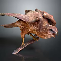Detailed Brown Eagle Sculpture With Spread Wings Perched On Tree Branch