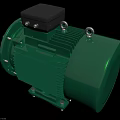 Green Industrial Electric Motor With Cooling Fins Terminal Box And Base Mount