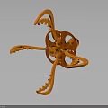 Orange Mechanical Device Structure With Interconnected Gears And Articulated Arms