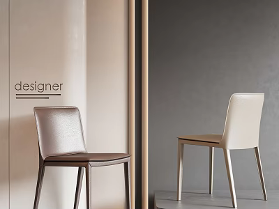 Stylish Designer Leisure Chairs with Brown and Beige Upholstery in Minimalist Setting 3d model