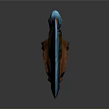 Decorative Fantasy Sword With Blue Blade Ornate Hilt And Intricate Mythical Patterns