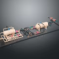 Industrial Mechanical System Model With Pipes Valves Containers And Framework 3d model