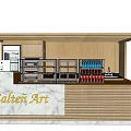 Salten Art Store With Marble Countertop Wooden Decor Beverage Display Shelves And Kitchen Equipment