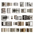 Open Books and Magazines Showcasing Various Layouts With Black White Photos and Text Content