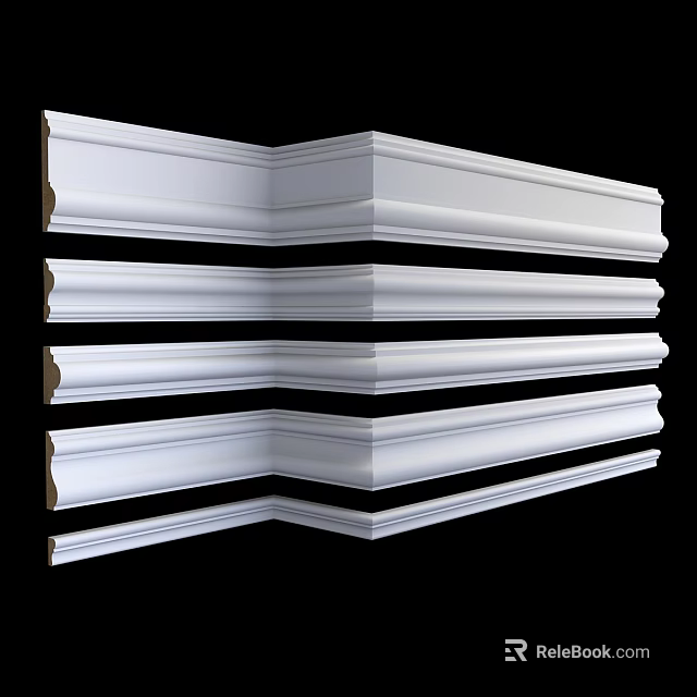 White Corner Moldings Various Decorative Styles For Home And Architectural Trim 3d model 