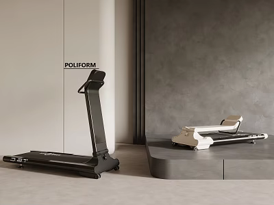 POLIFORM Black And White Treadmills Sports Equipment In Modern Interior Design 3d model