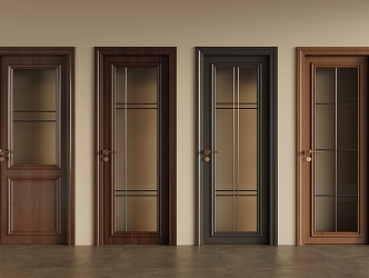 French Middle Style Single Door 3d model