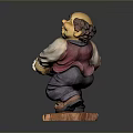 Decorative Household Figurine Red Vest White Shirt Holding Tray With Cloth On Wooden Base