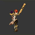 Woman With Red Hair White Gold Outfit Golden Headdress Purple Gem Staff And Open Book