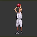 Dynamic Game Anime Basketball Character in White Jersey Holding Red Ball Above Head