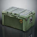 Military Style Durable Green Storage Box With Metal Latches And Yellow Label