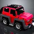 Red Off Road Car Low Poly Design With Roof Rack Spare Tire And Black Tires