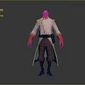 Stylish Game Character With White Coat Red Cuffs And Brown Pants Standing Pose