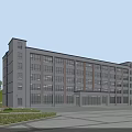 Modern Office Building Exterior Design With Glass Windows Main Entrance And Landscaped Surroundings