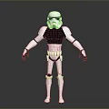Star Wars Stormtrooper 3D Character Model With White Armor Black Gloves Standing Pose Gray Background