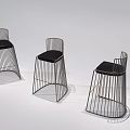 Modern Design Bar Stools With Sleek Metal Frame And Black Cushioned Seats