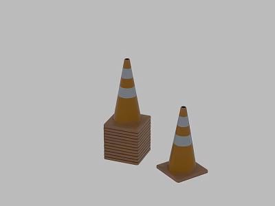 Road Traffic Cones With Orange And White Stripes Stacked And Single Units 3d model