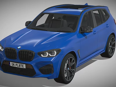 Blue BMW SUV With Sports Design High Performance Black Wheels And Grille 3d model