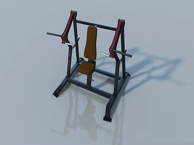 Fitness Chest Press Machine With Red Frame And Brown Seat For Gym Training 3d model