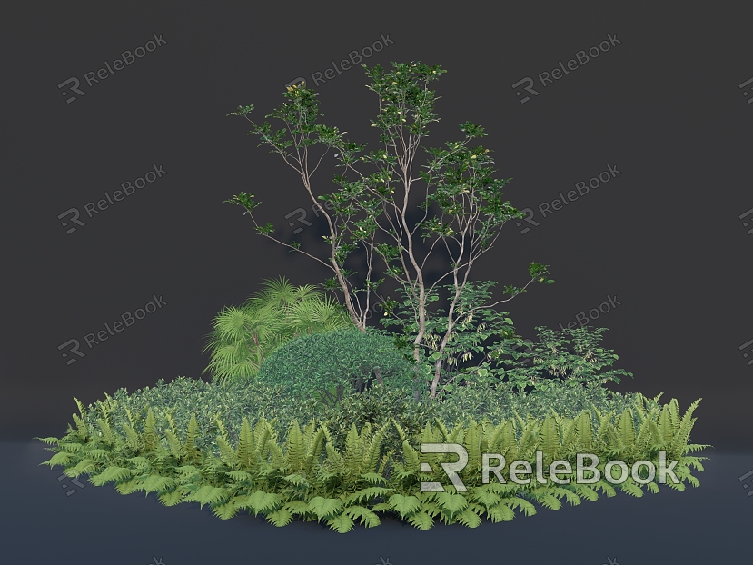 Plant pile shrub ferns small trees bushes model