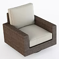 Modern Wicker Leisure Chair With Beige Cushion And Swivel Base Design