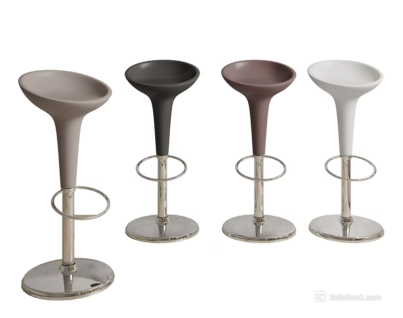 Modern Stylish Bar Stools With Multiple Colors Metal Frame Round Seat And Footrest 3d model 