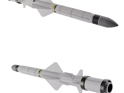 Modern Military Missile With Warhead Fins Propulsion Section And Aerodynamic Design 3d model