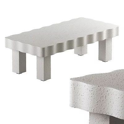 Modern Minimalist Coffee Table With Wavy Edge And Textured Concrete Surface 3d model